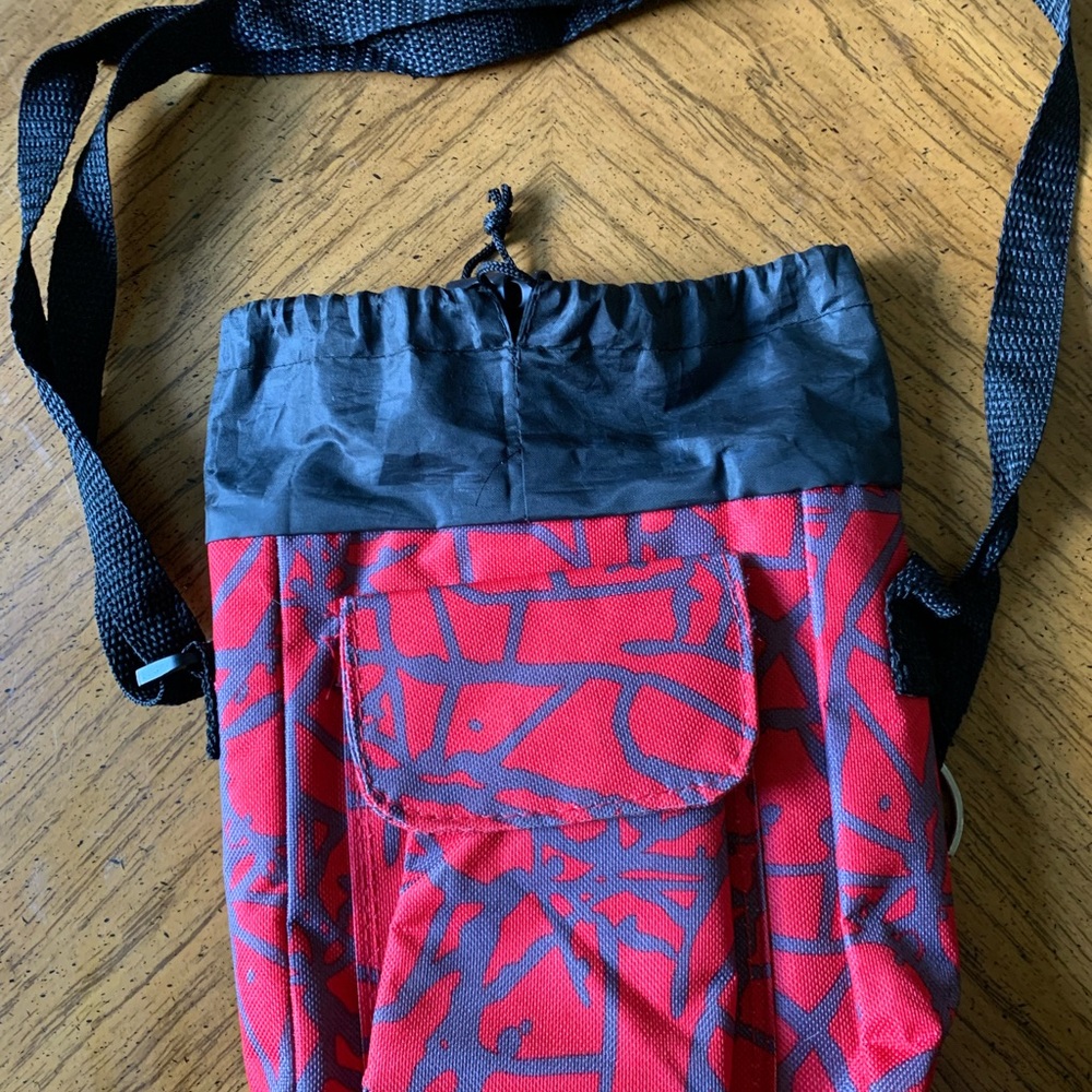 Red and Black Drawstring Bag